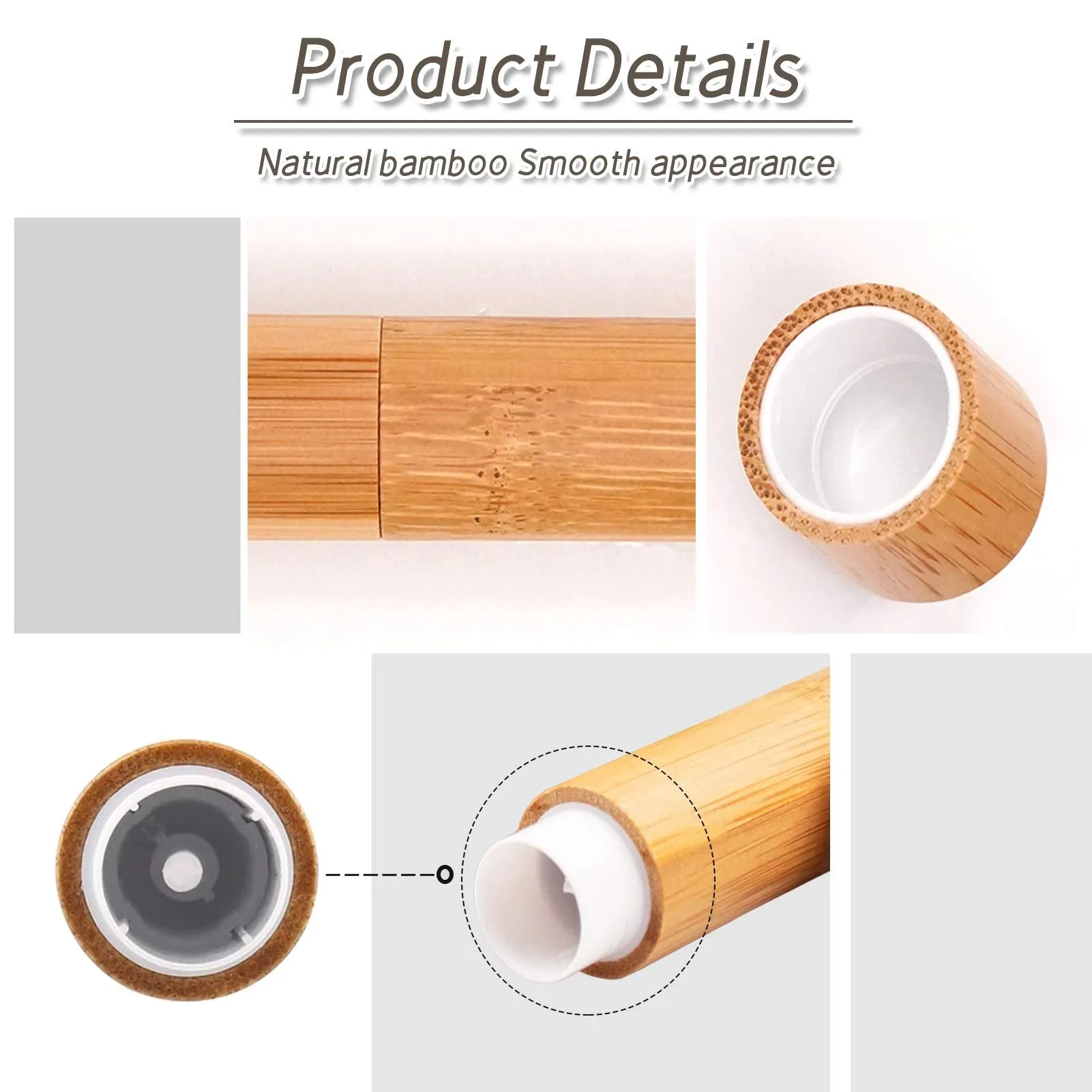 6Pcs Bamboo Empty Lipstick Tubes, MERYSAN 5.5g Refillable DIY Lip Balm Tube Containers, Cosmetic Lipstick Lip Gloss Deodorant Case Holder For Women Girls Makeup 6Pcs