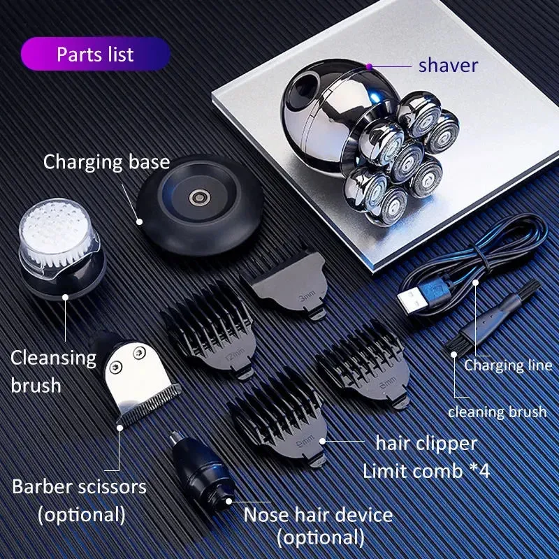 7d Floating Cutter Head Electric Shaver for Men Portable Waterproof and Rechargeable Beard Trimmer and Clipper