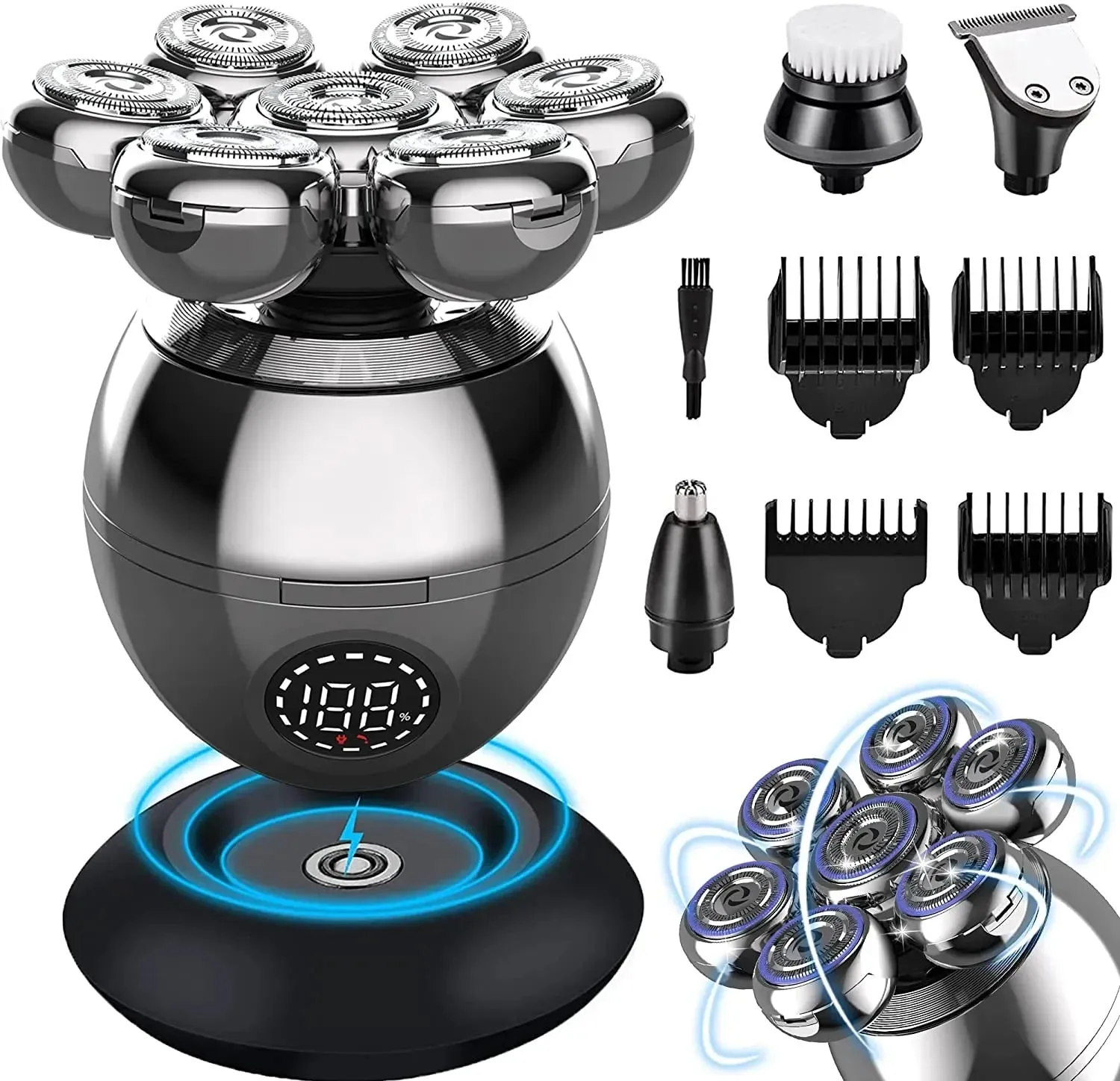 7d Floating Cutter Head Electric Shaver for Men Portable Waterproof and Rechargeable Beard Trimmer and Clipper