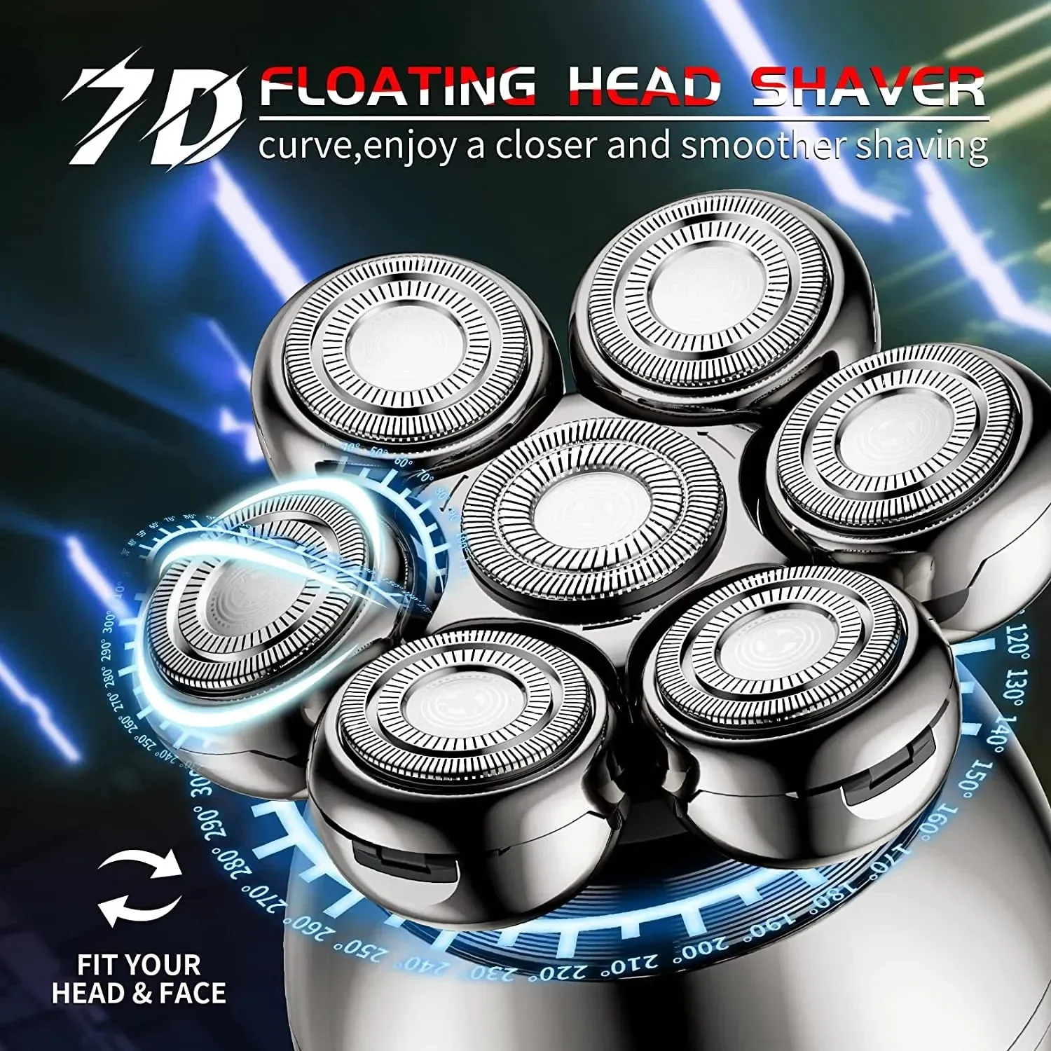 7d Floating Cutter Head Electric Shaver for Men Portable Waterproof and Rechargeable Beard Trimmer and Clipper