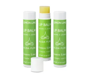 ALIDA PURE Lemon Lime Lip Balm Collection, Vegan Lip Balm Set, Bees Wax Free, Avocado Oil, Organic Jojoba Oil, Vitamin E, Moisturizer For Dry Cracked Lips, 3 Tubes of Lip Balm per Set