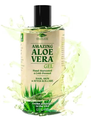 Aloe Vera Gel For Face & Hair Care, Freshly Cut 100% Pure Aloe - Premium Quality, USA Grown, Vegan, Unscented - Natural Sunburn Relief, Skin Care, Face & Hair Care