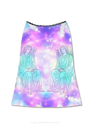 Angel Wings Y2K Print Midi Skirt Cherrykitten