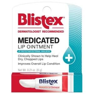 Blistex Medicated Lip Ointment, 0.21 Ounce Tube, Pack of 12 – Relieves Cold Sores & Helps Heal Dry Chapped Lips, Pain Relief from Lip Sores & Blisters, Healing Ointment