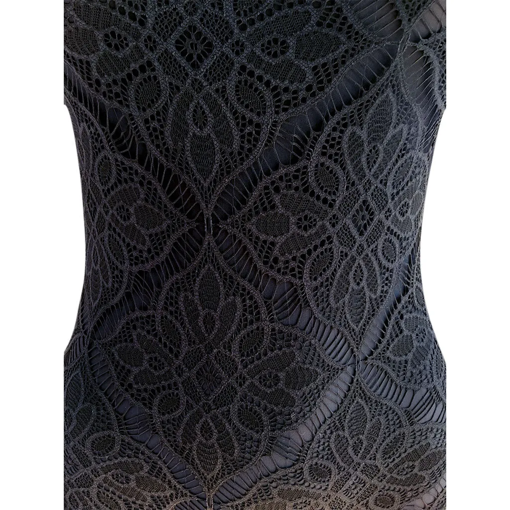 Cia Maritima Black Lace One Piece Swimsuit