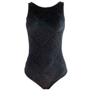 Cia Maritima Black Lace One Piece Swimsuit