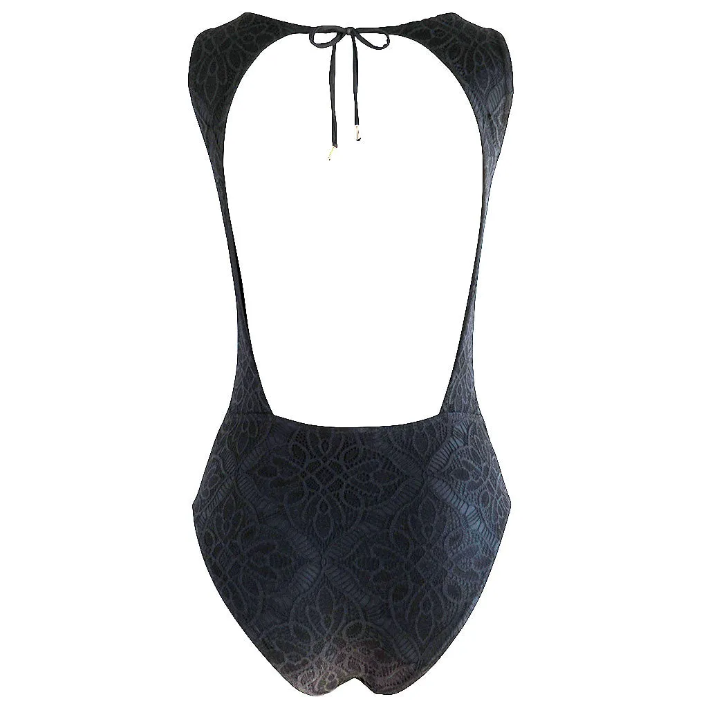 Cia Maritima Black Lace One Piece Swimsuit