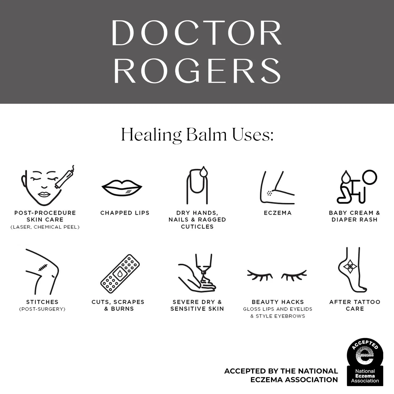 Doctor Rogers Restore Healing Balm | Multi-Purpose Healing Ointment & Moisturizing Eczema Relief Gel | Protects & Soothes Injured, Sensitive & Dry Skin | 0.5 oz Tube