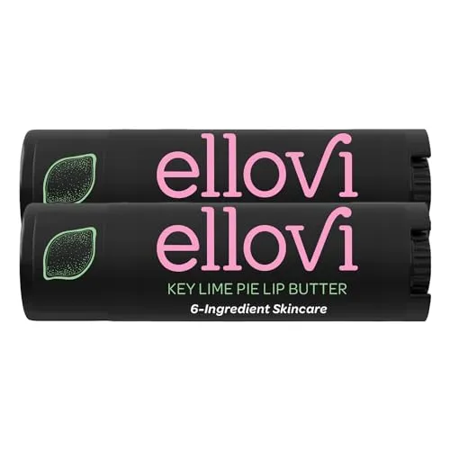 Ellovi Natural Lip Butter Lip Balm - Key Lime - Pure Enough to Eat - Made With Just 6 Vegan Ingredients - Moisturizing Lip Care for All Day Hydration (2-Pack)