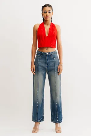 Embellished Straight Indie Jeans