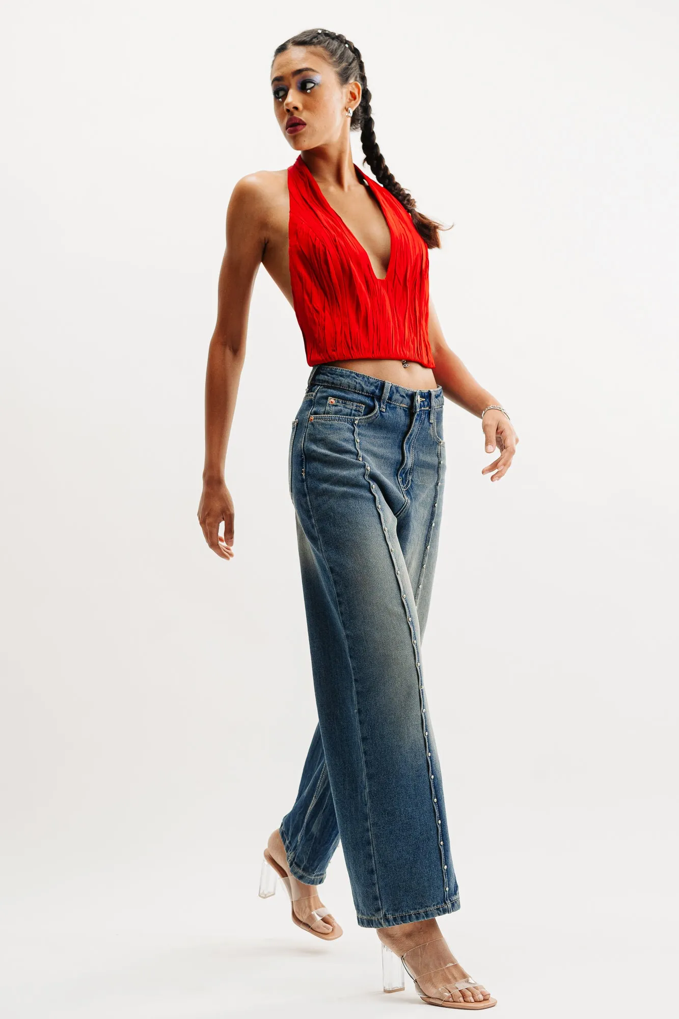 Embellished Straight Indie Jeans
