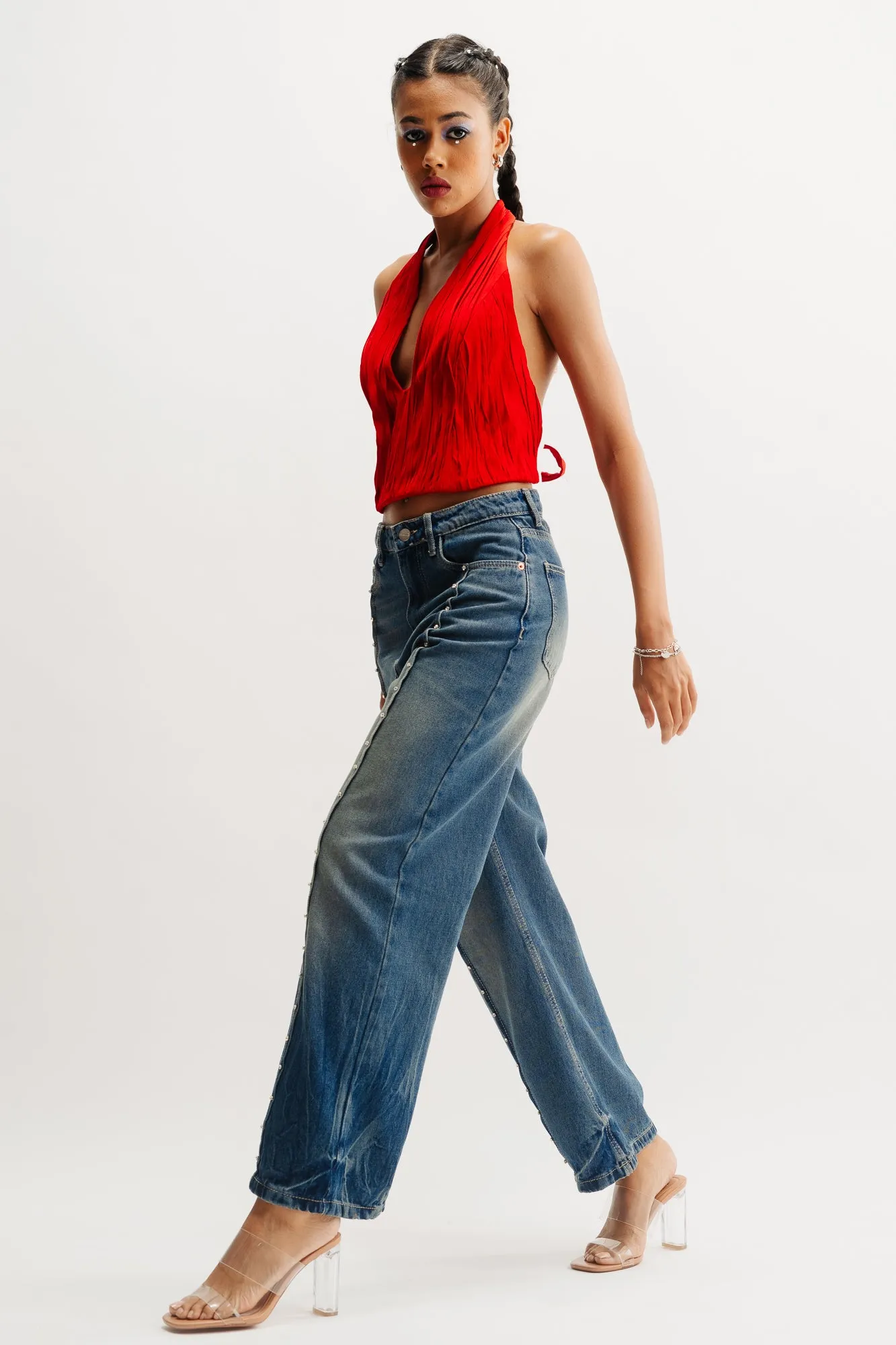 Embellished Straight Indie Jeans