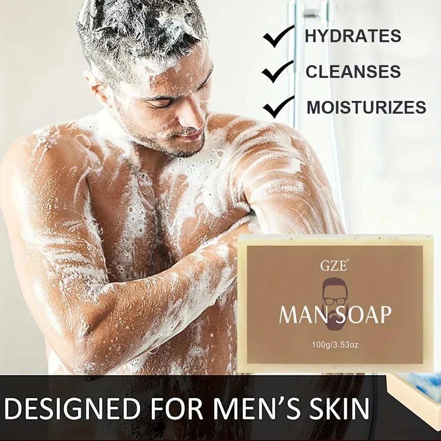 Men's 3-in-1 Exfoliating Scrub Bar | Body, Face & Shaving Cleanser - Hydrating & Moisturizing Soap