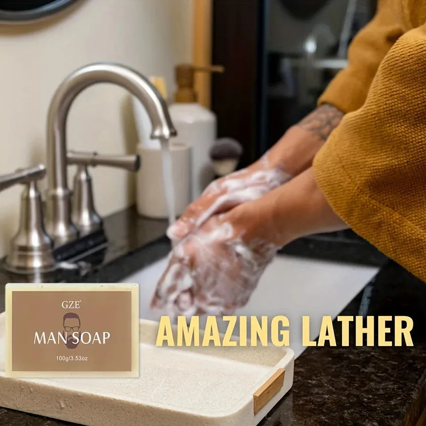 Men's 3-in-1 Exfoliating Scrub Bar | Body, Face & Shaving Cleanser - Hydrating & Moisturizing Soap