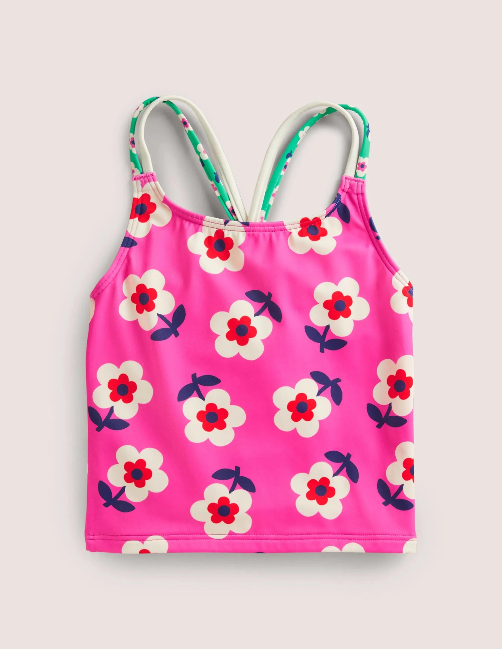 Patterned Tankini Top-Tickled Pink Daisy