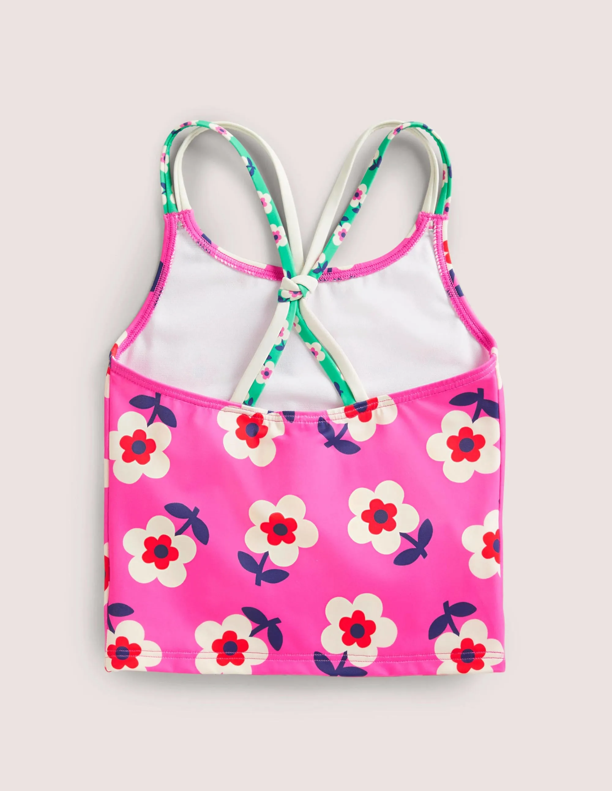 Patterned Tankini Top-Tickled Pink Daisy