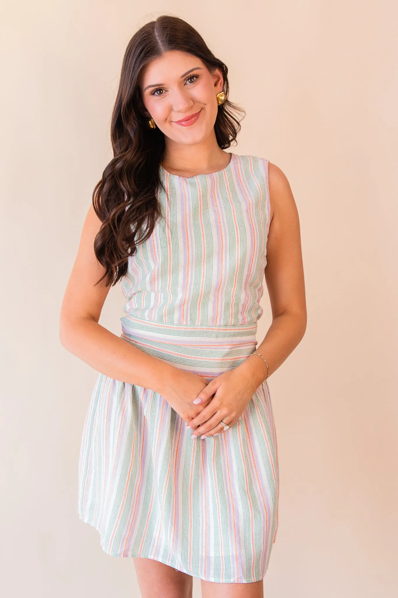 SPF 50 Cut Out Waist Tie Dress