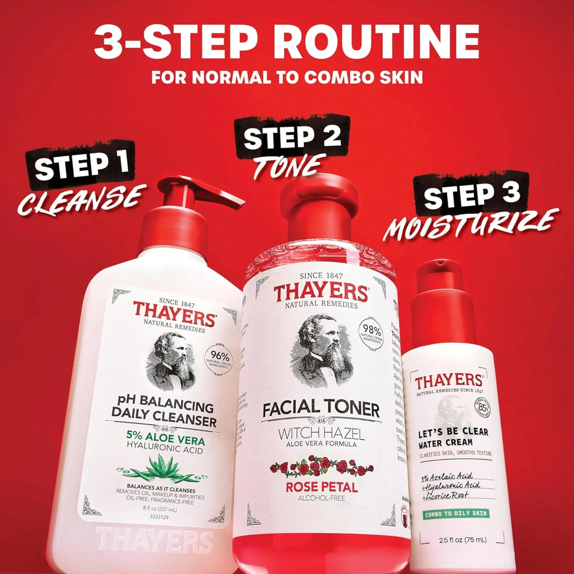 Thayers Alcohol-Free Rose Petal Witch Hazel Facial Toner for Glowing Skin, Soothing, Hydrating, Refreshing Toner for Normal and Combination Skin with Enlarged Pores, 355ml